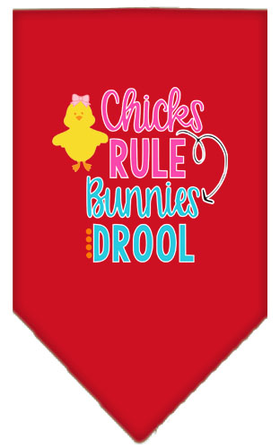 Chicks Rule Screen Print Bandana Red Small